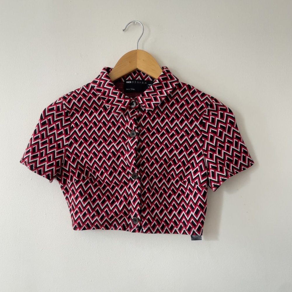 ASOS DESIGN JERSEY RETRO SUIT CROP TOP